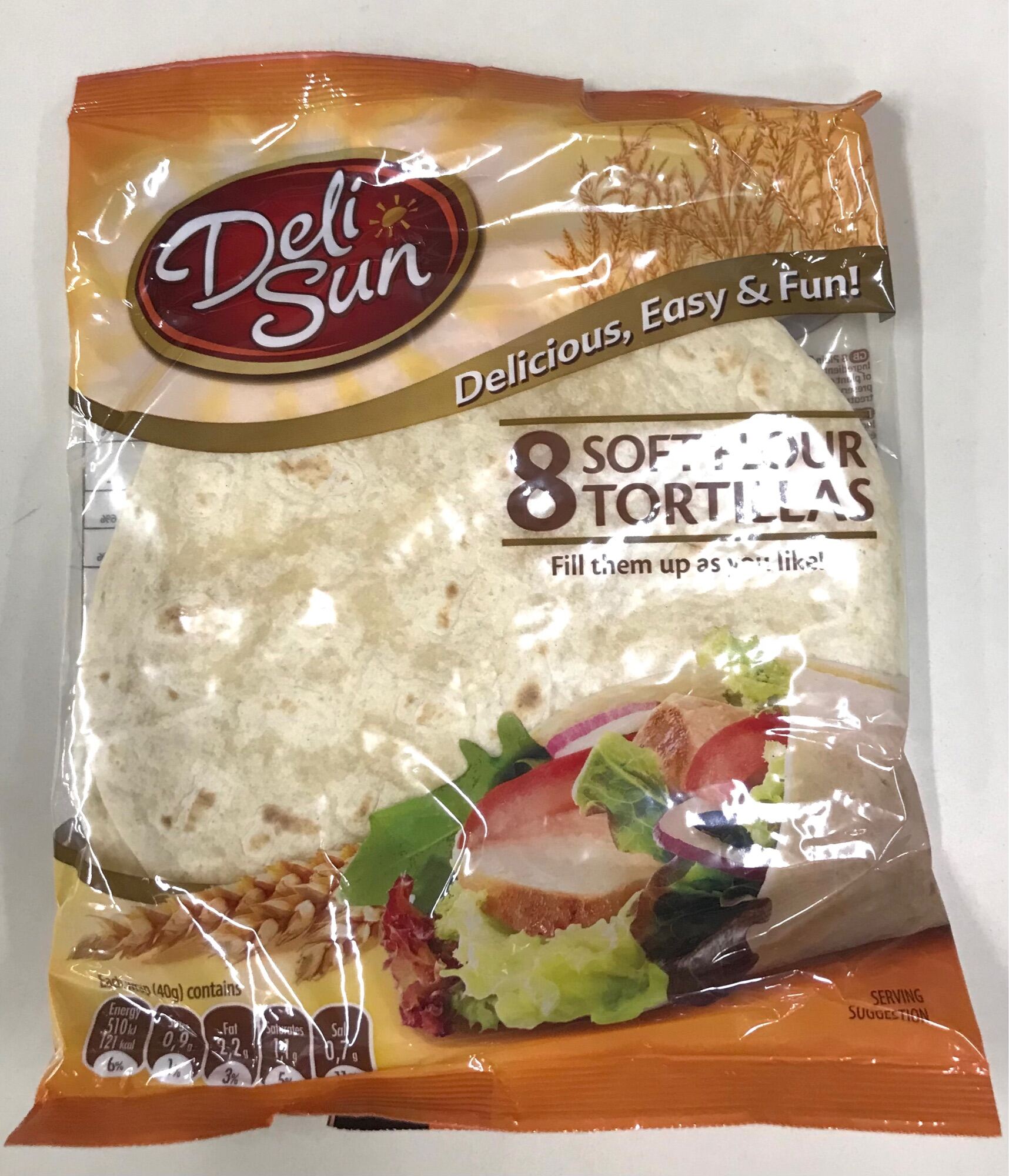 Deli Sun Soft Flour Tortillas 320g 8pcs Tortilla Wraps Pita Bread