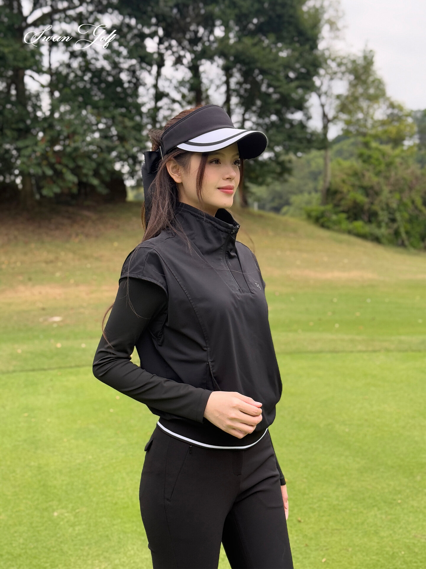 SWAN LOVE GOLF | Golf Sport Set Thick Style Long Sleeve Slim Standing Collar UV Protection Presyo 4,269 Piso*Libreng Shipping