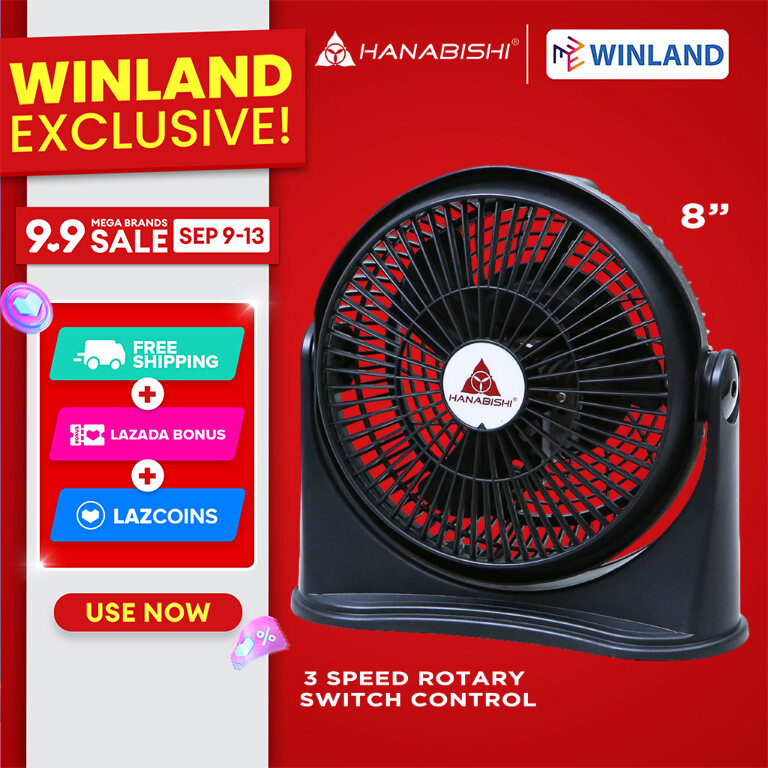 HANABISHI 8" Cool Velocity Desk Fan - HCF-801