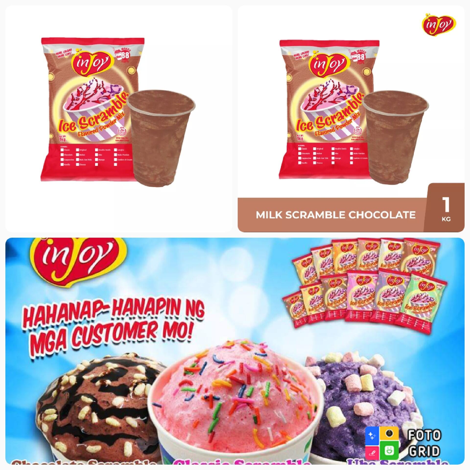 INJOY ICE SCRAMBLE CHOCOLATE FLAVOR 1KG SCRAMBLE MIX POWDER | Lazada PH