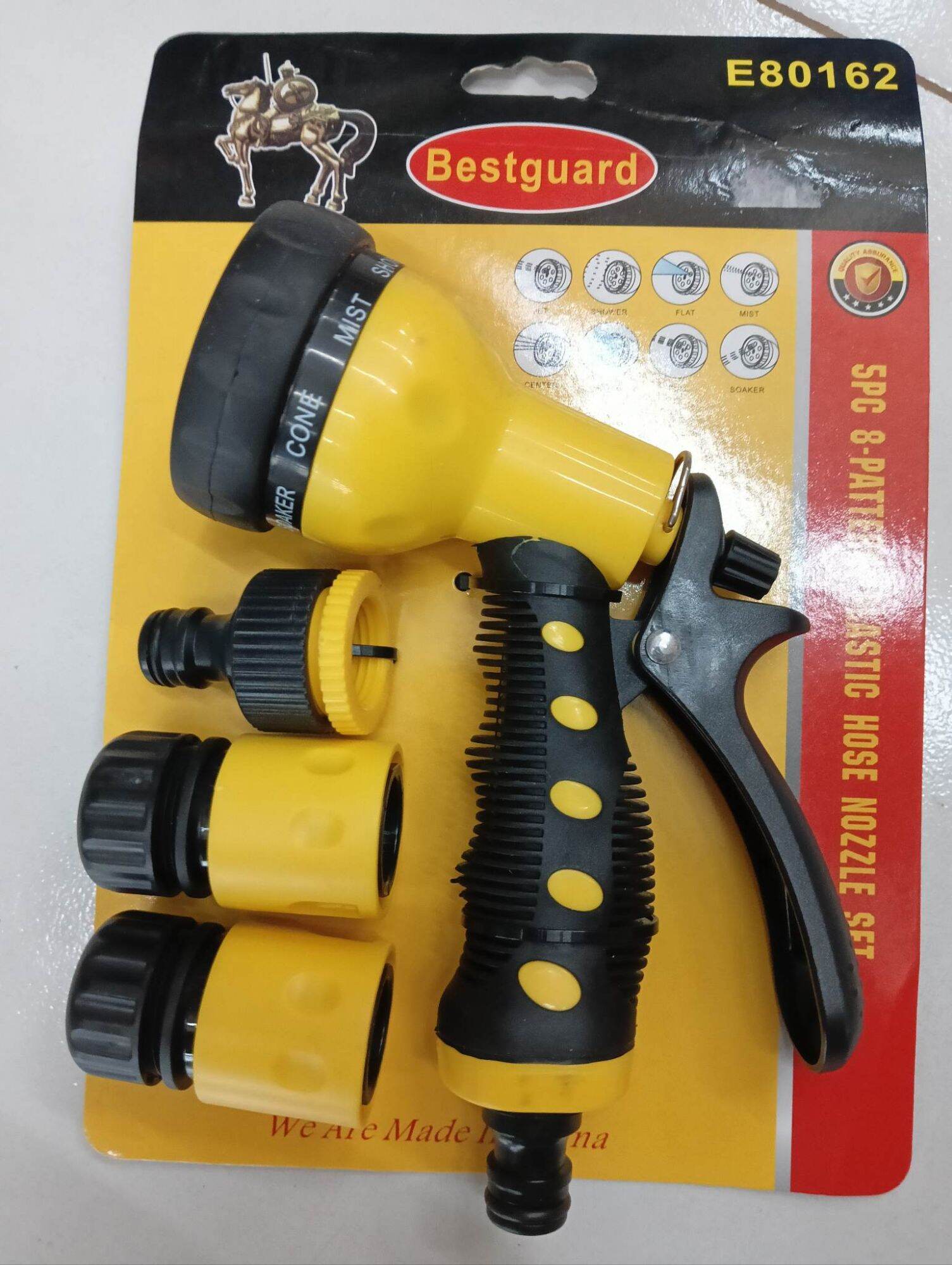 Best Guard Plastic Hose Nozzle Set of 5 Pc Adjustable Plastic Hose. 