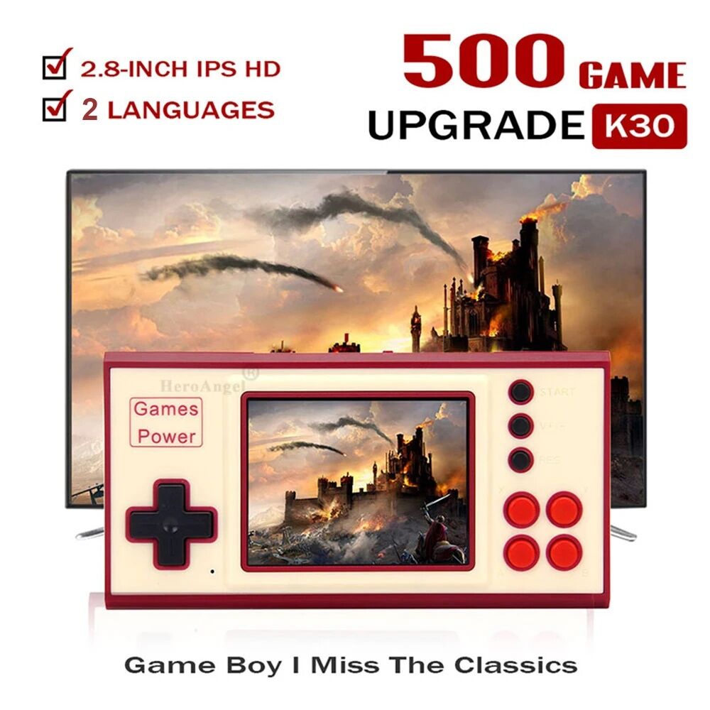 Hot Sale Handheld Portable Game Player Gaming Classic Video Game Console Support AV Output 2.8 Inch Color Lcd Built-in 500 Games