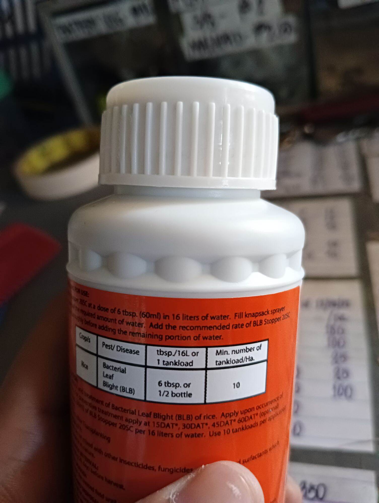 BLB stopper 20 SC Bactericide -Fungicide for the control and treatment of leaf blight of rice 120 ml. 