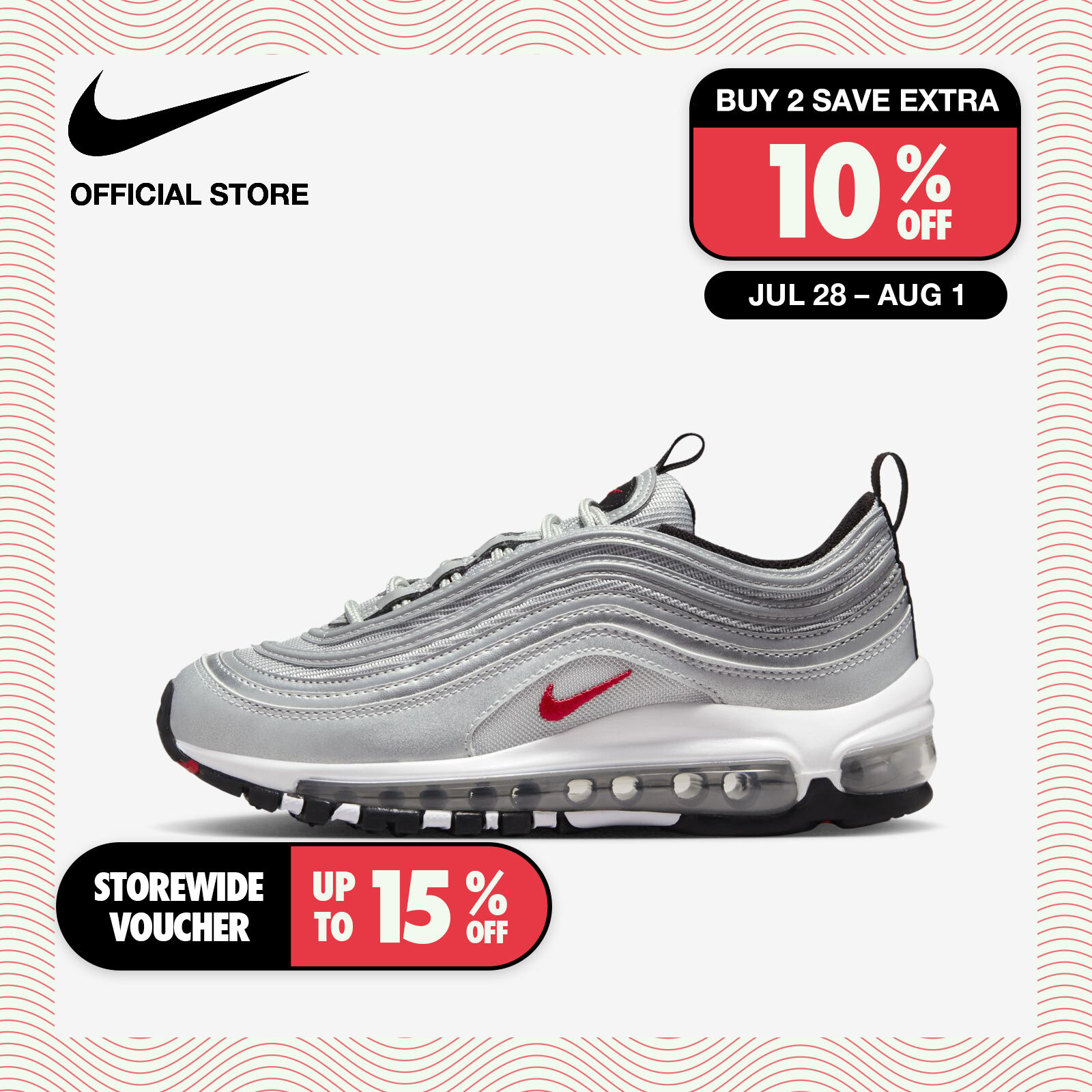 Nike Kids' Air Max 97 Grade School Shoes - Silver