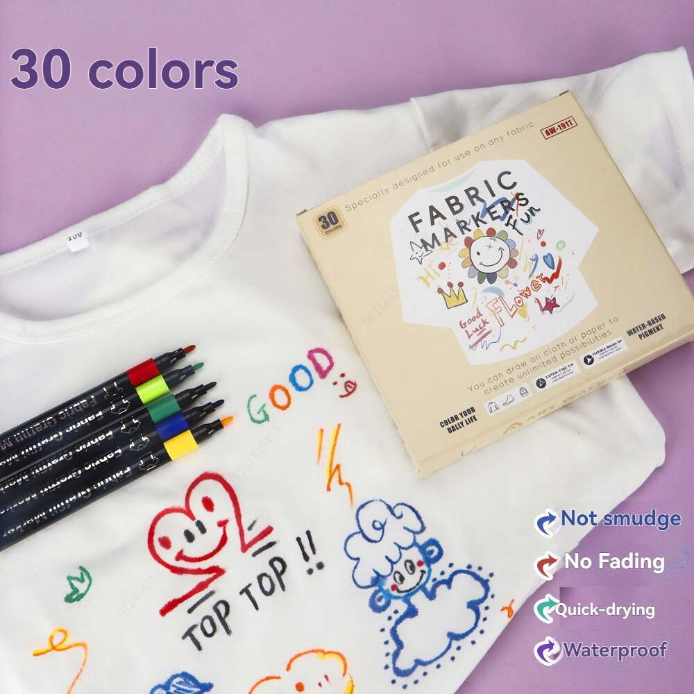6-30 Colors Fabric Markers Pen Waterproof Permanent Fabric Textile For T Shirt Shoes Clothes DIY Art Graffiti Drawing Painting