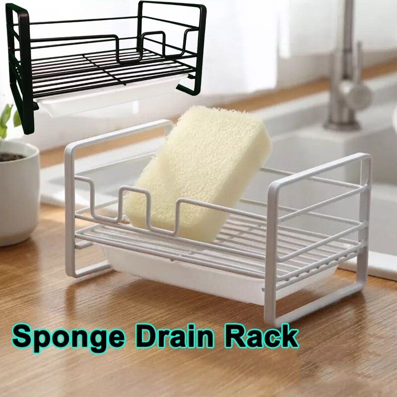 Kitchen Sponge Storage Rack Soap Dishcloth Drain Holder Kitchen