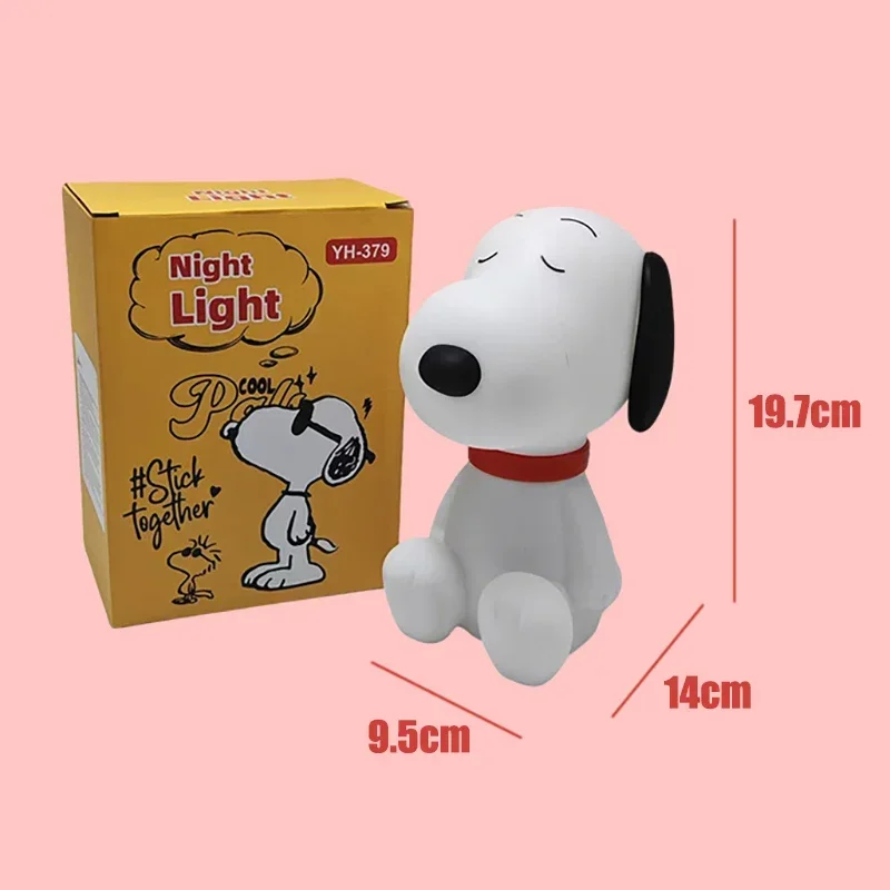 Miniso | Cartoon Snoopy Night Light Rechargeable 3Level Dimmable Timing Bedside Lamp Silicone Touch Soft Light Eye Protection Gift