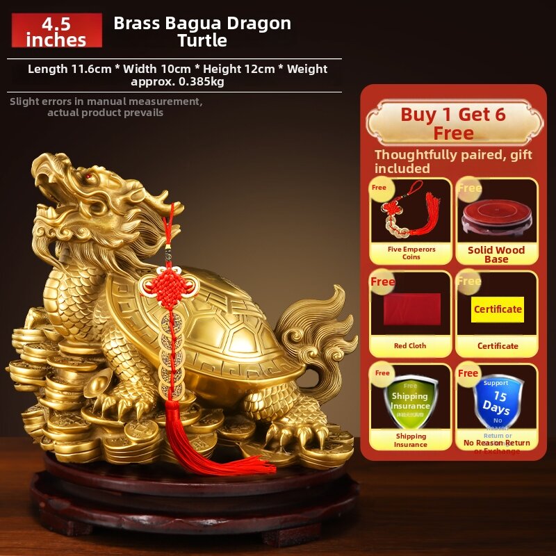 BINYUE | Feng Shui Brass Dragon Turtle Figurine