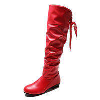 Spring Womens Knee-high Boots Red/Black/White