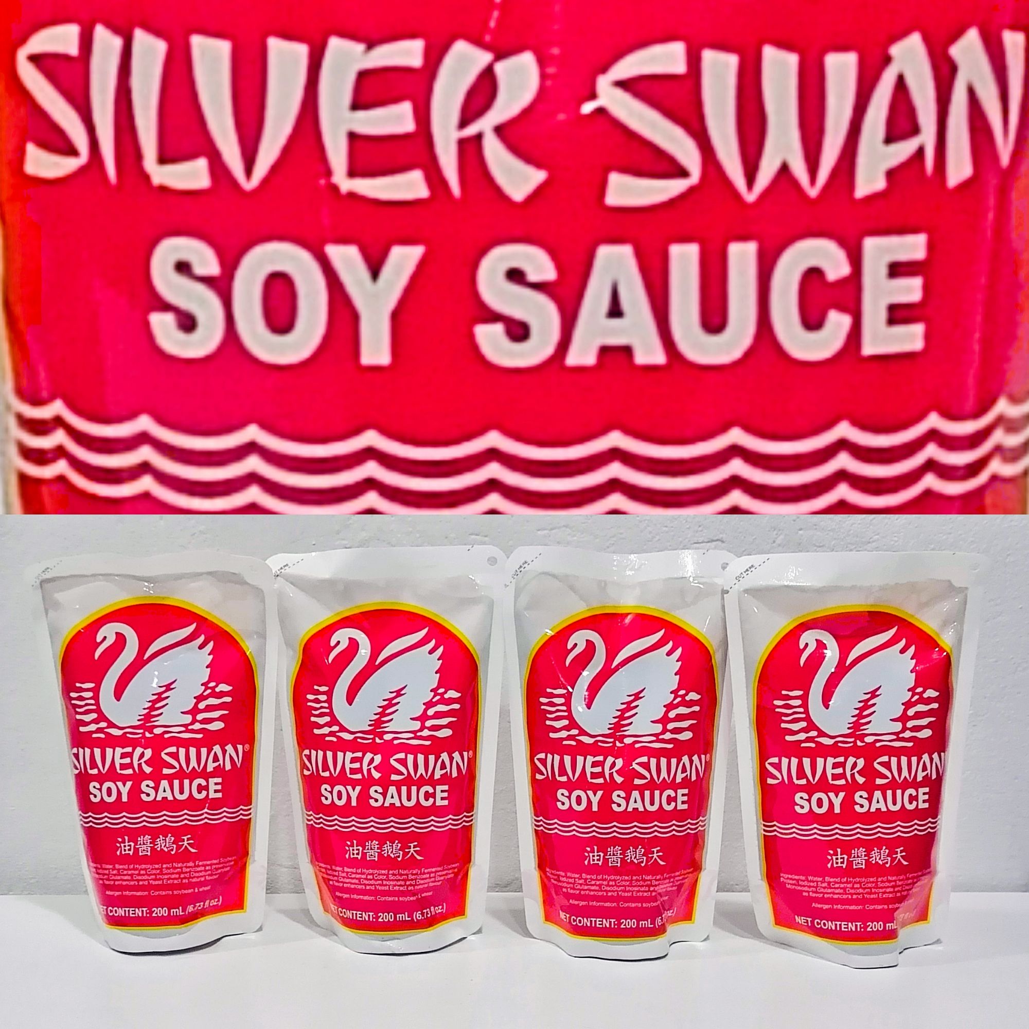 Silver Swan Soy Sauce in Pouch . Sold by 4s . Net Weight:800 ml . (4 Packs  X 200 ml .) | Lazada PH