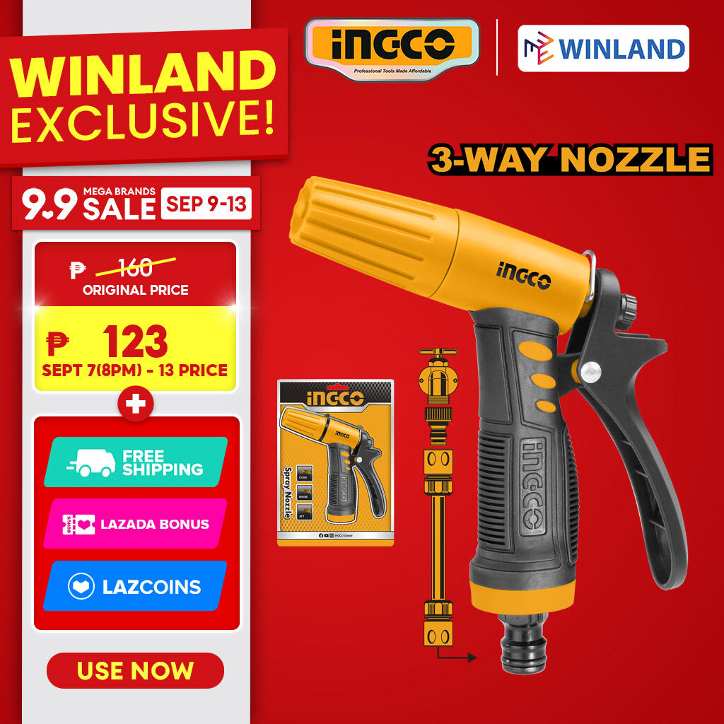 Ingco 3 Pattern Garden Hose Spray Nozzle by Winland