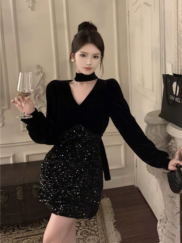shein black dress party Cocktail Dress For Work Women's New Spring/Summer Solid Color Elegant Party Side For Graduation lace mini dress Happy Birthday Jessica Simpson🎉🥳, Color:Other Color(Leaving a note)