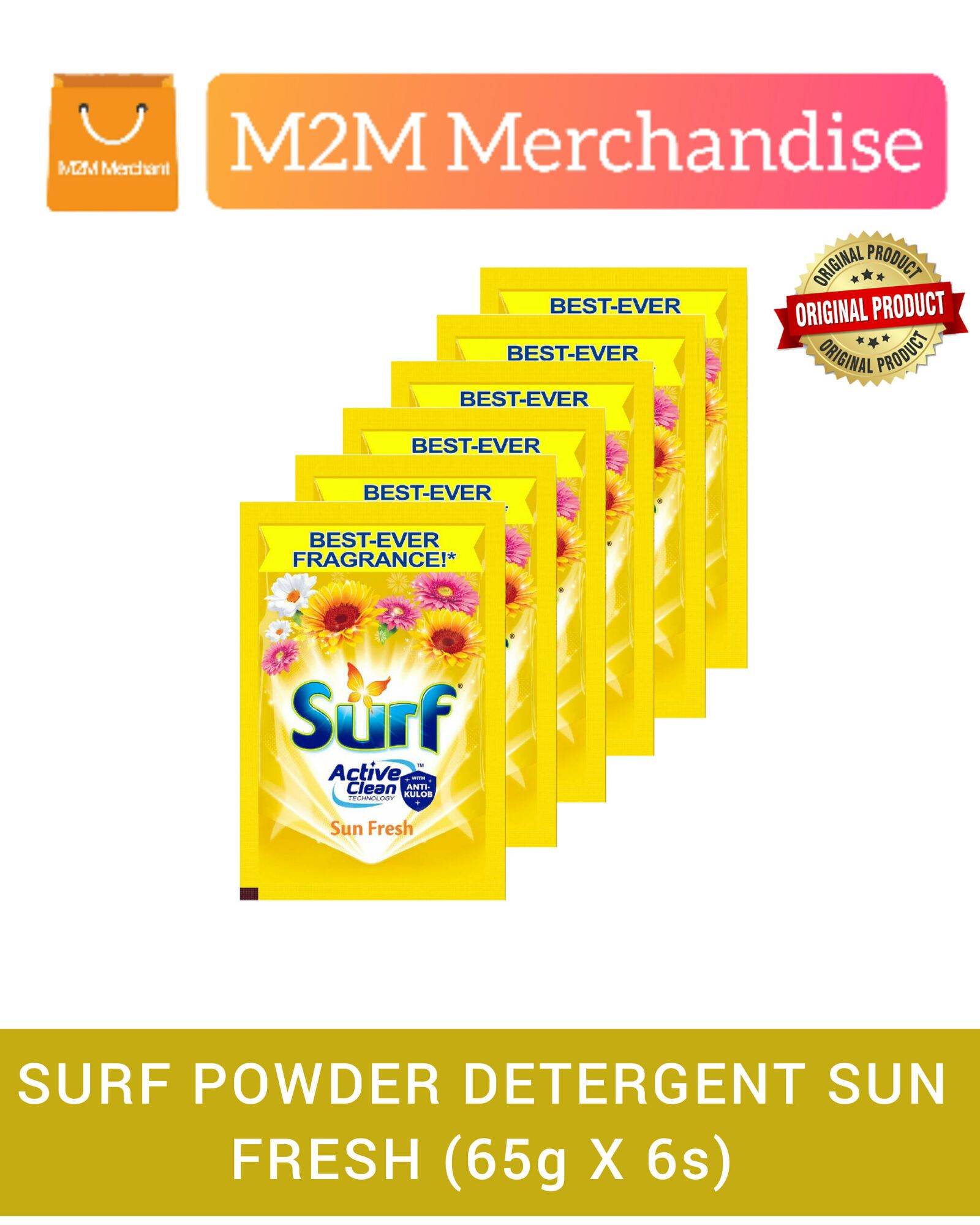 Surf Powder Detergent Sun Fresh (65g X 6s) sachet Lazada PH
