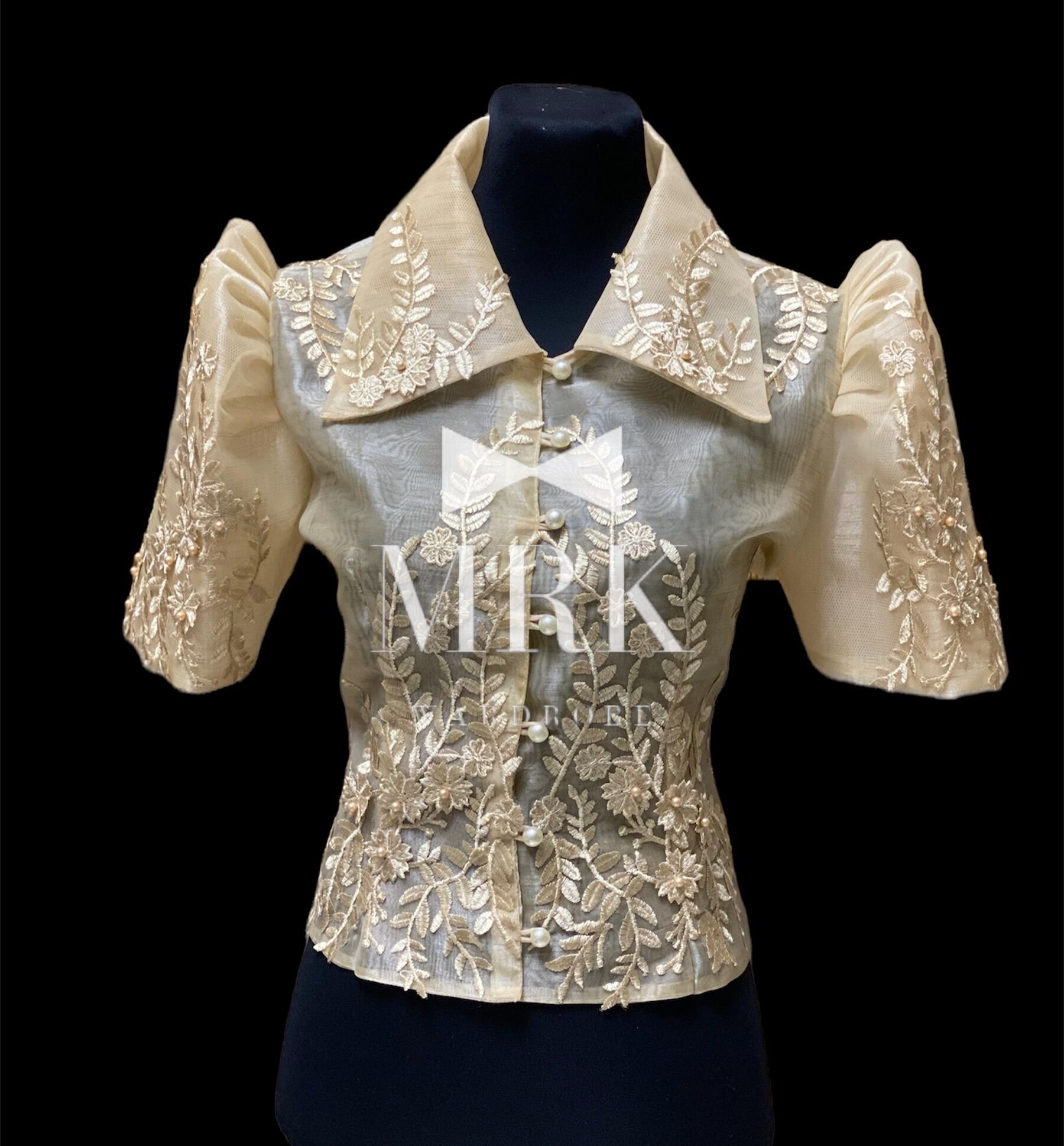 Organza Filipiniana/Butterfly Sleeves Top with 3d Lace Lazada PH