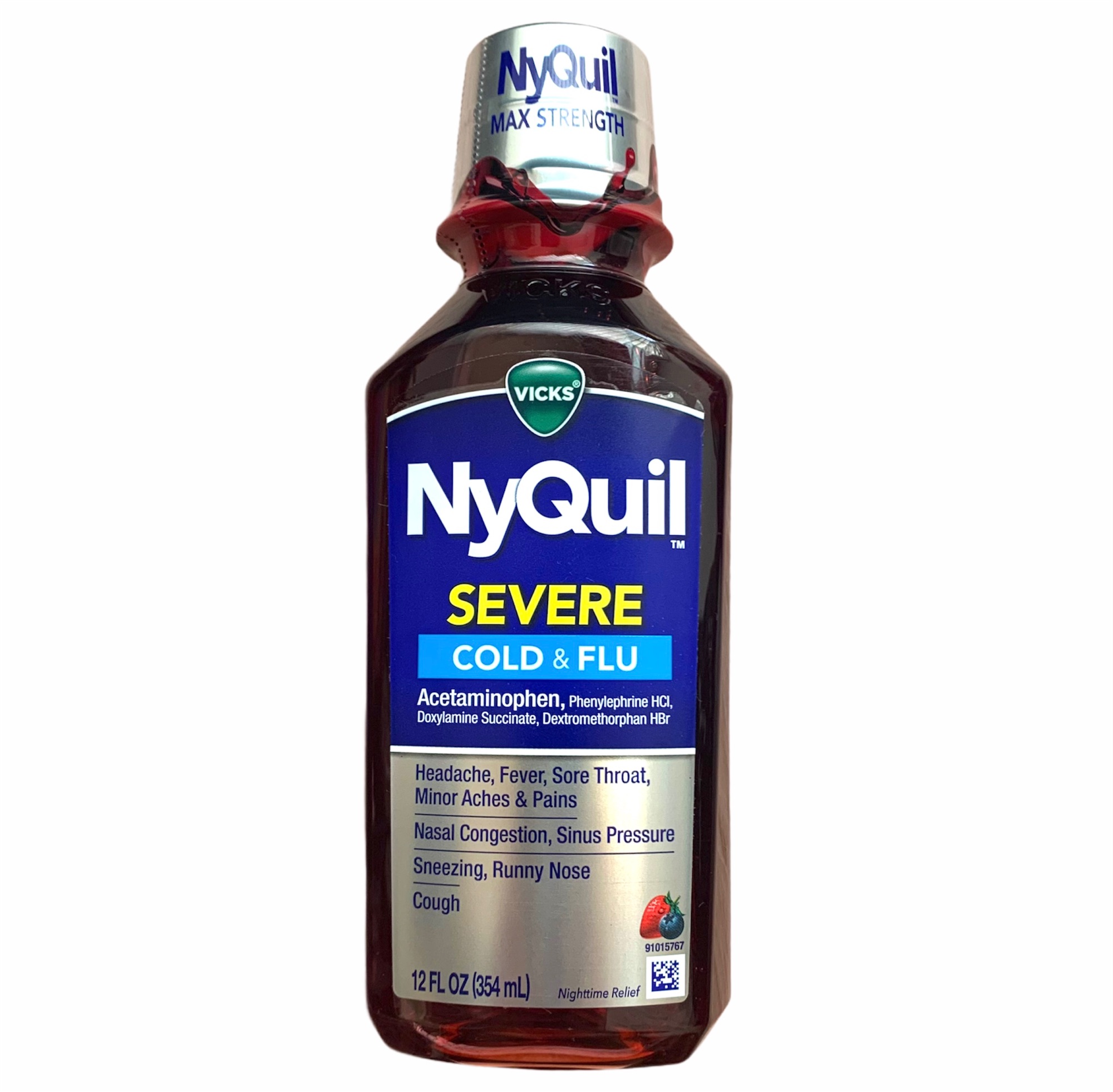 Vicks NyQuil SEVERE Cough Cold and Flu Nighttime Relief Berry Flavor