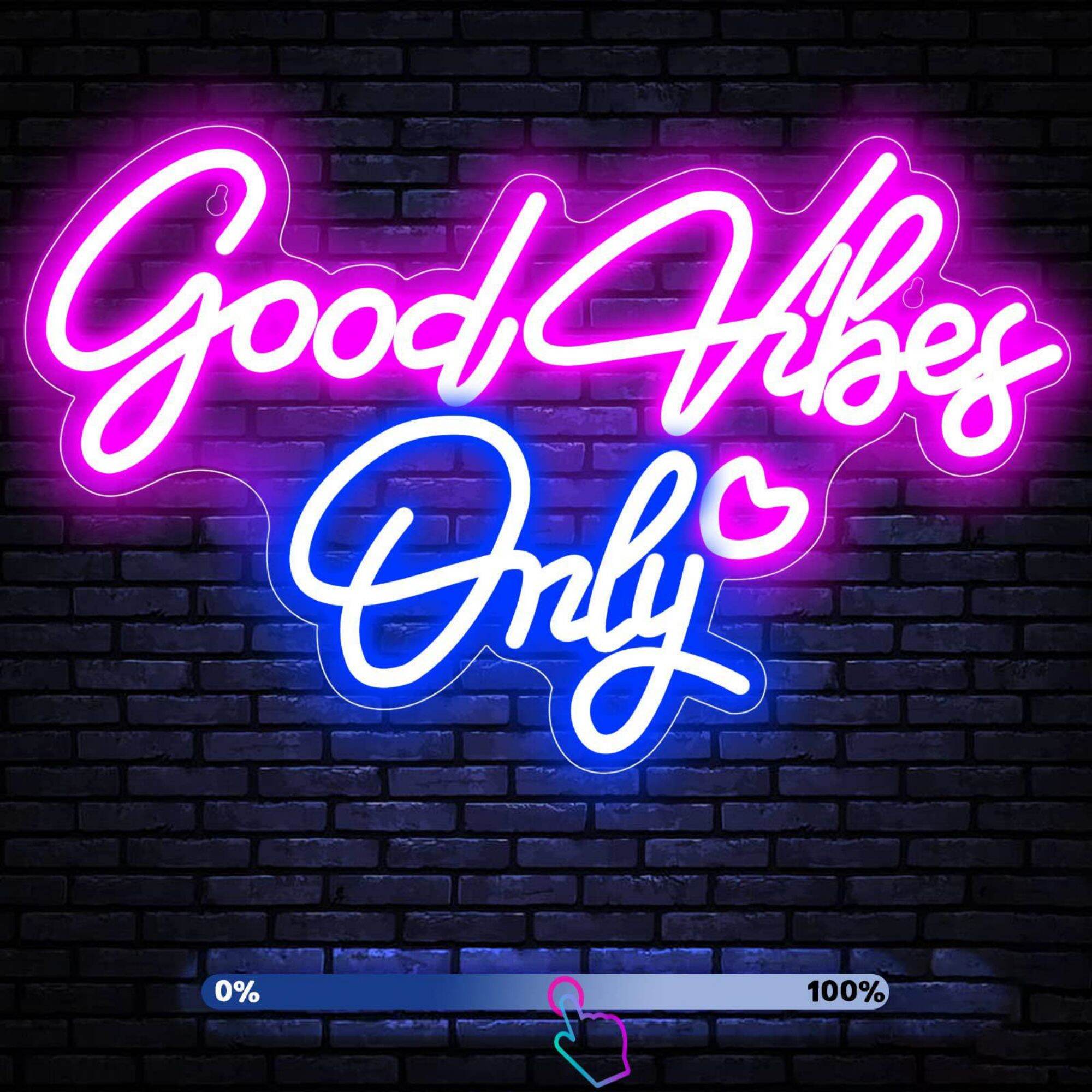Good Vibes Only Neon Sign for Wall Decor LED Light for Bedroom Powered by USB with Dimmable Switch Neon Light Sign for Bedroom