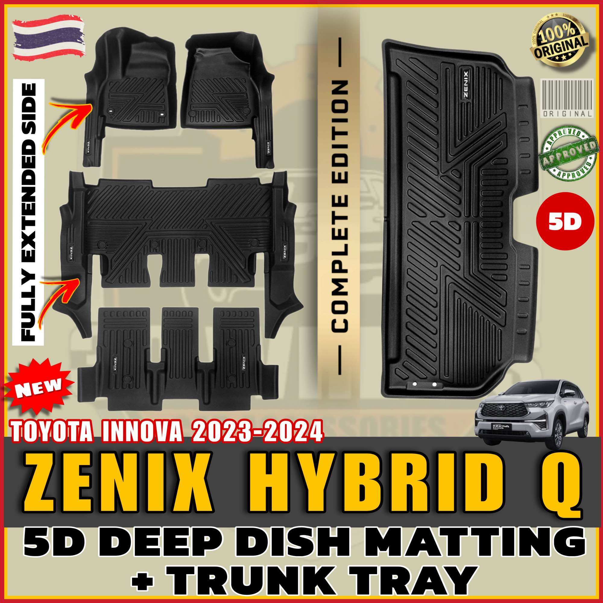 INNOVA ZENIX HYBRID Q 2023-2024 5D DEEP DISH MATTING AND TRUNK TRAY ...