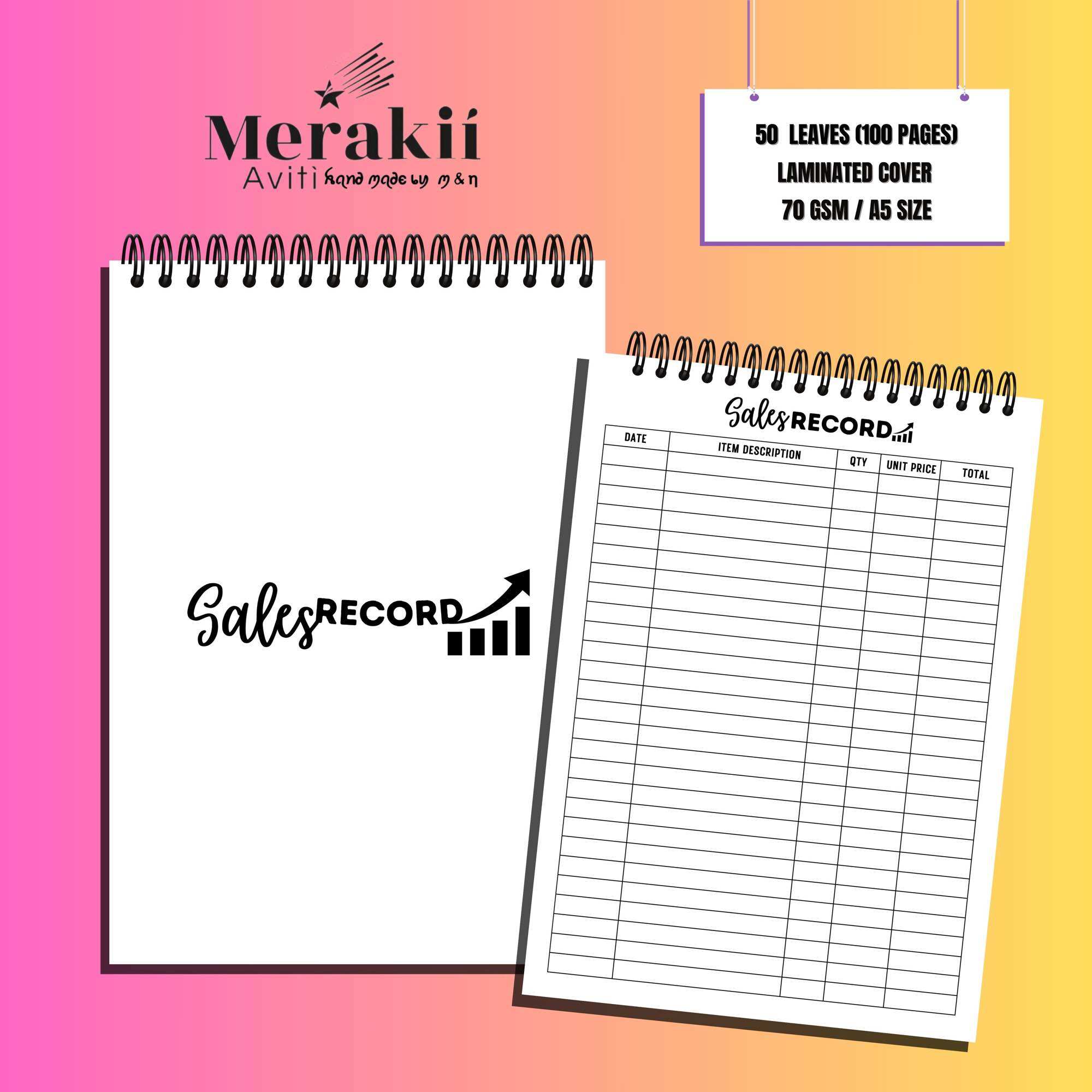 SALES RECORD NOTEBOOK | A5 | 50 LEAVES
