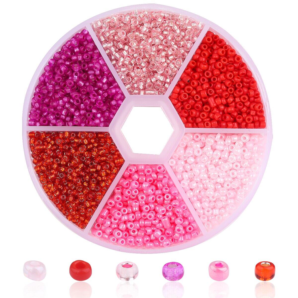 3900pcs Glass Rice Beads 6 Grid Set Box Loose Beads Handmade Bead String Material Pack DIY Bracelet Necklace Jewelry Accessories