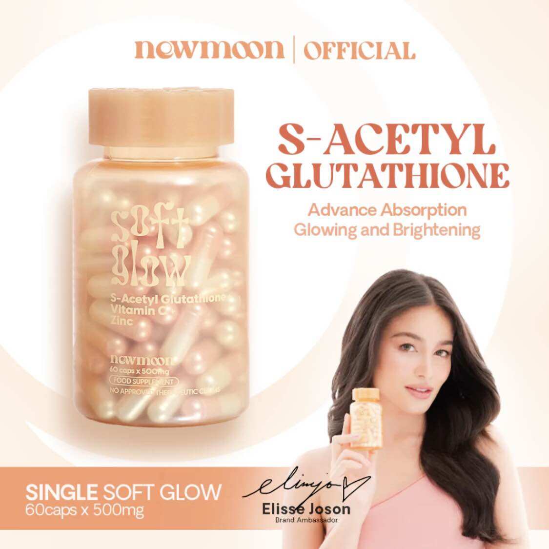 COD) NEW MOON 500mg S-Acetyl Glutathione, Collagen & Vitamin | Glowing  Beauty Supplement Capsules