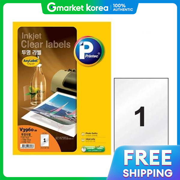 Inkjet Transparent Label V3960, 1-up, 50 Sheets, for Anylabel Printec Presyo  1,398 Piso*Libreng Shipping