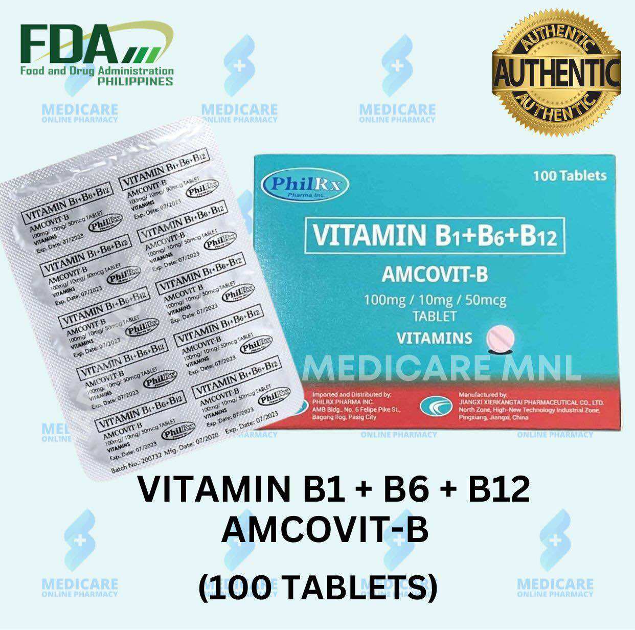 Vitamin B1 + B6 + B12 AMCOVITB Vitamin b (100 TABLETS) Lazada PH
