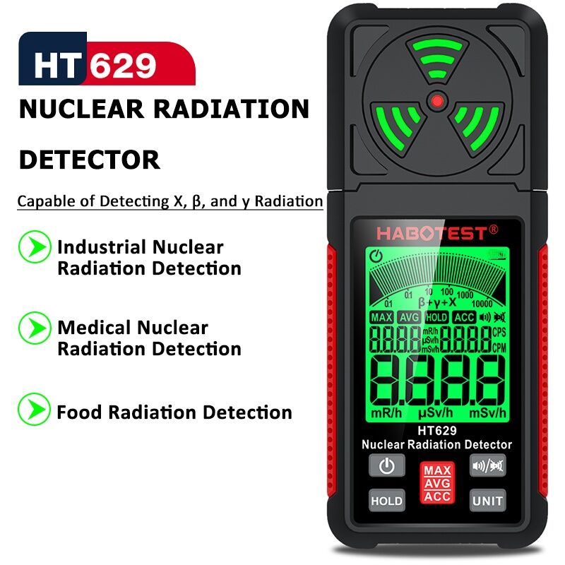 HT629 Portable Geiger Counter Nuclear Radiation Detector Personal Dosimeter X-ray Beta Gamma Radioactivity Detector Large Screen