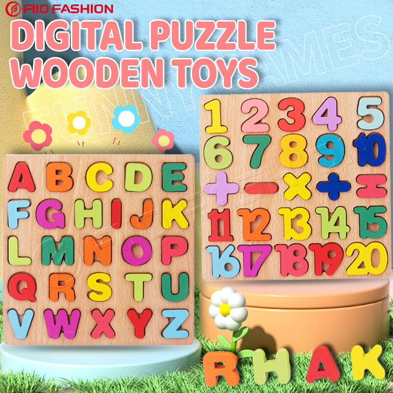 Alphabet Digital Puzzle Wooden Toys Kid shape Number Letter toys ...