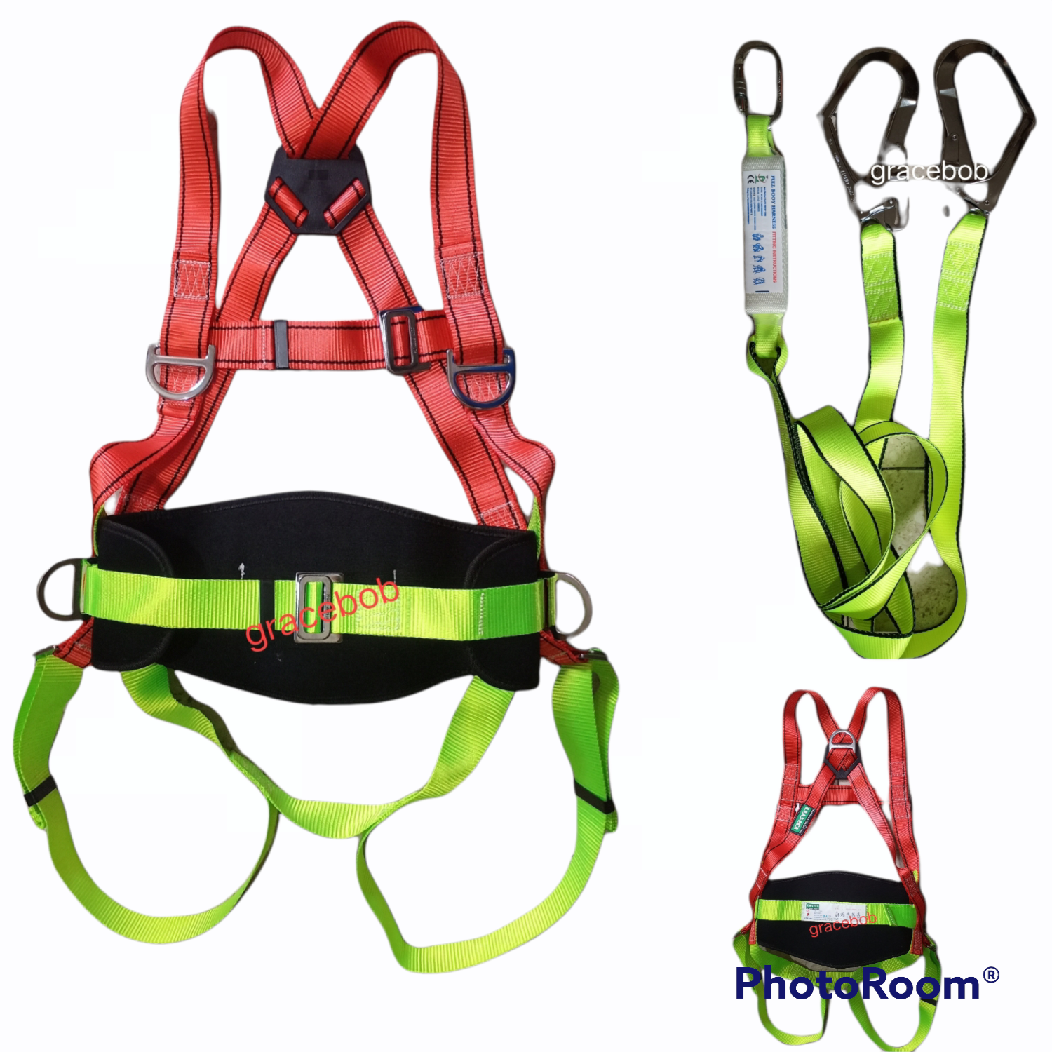 FULL BODY HARNESS WITH BACK SUPPORT AND DOUBLE LANYARD WITH SHOCK ...