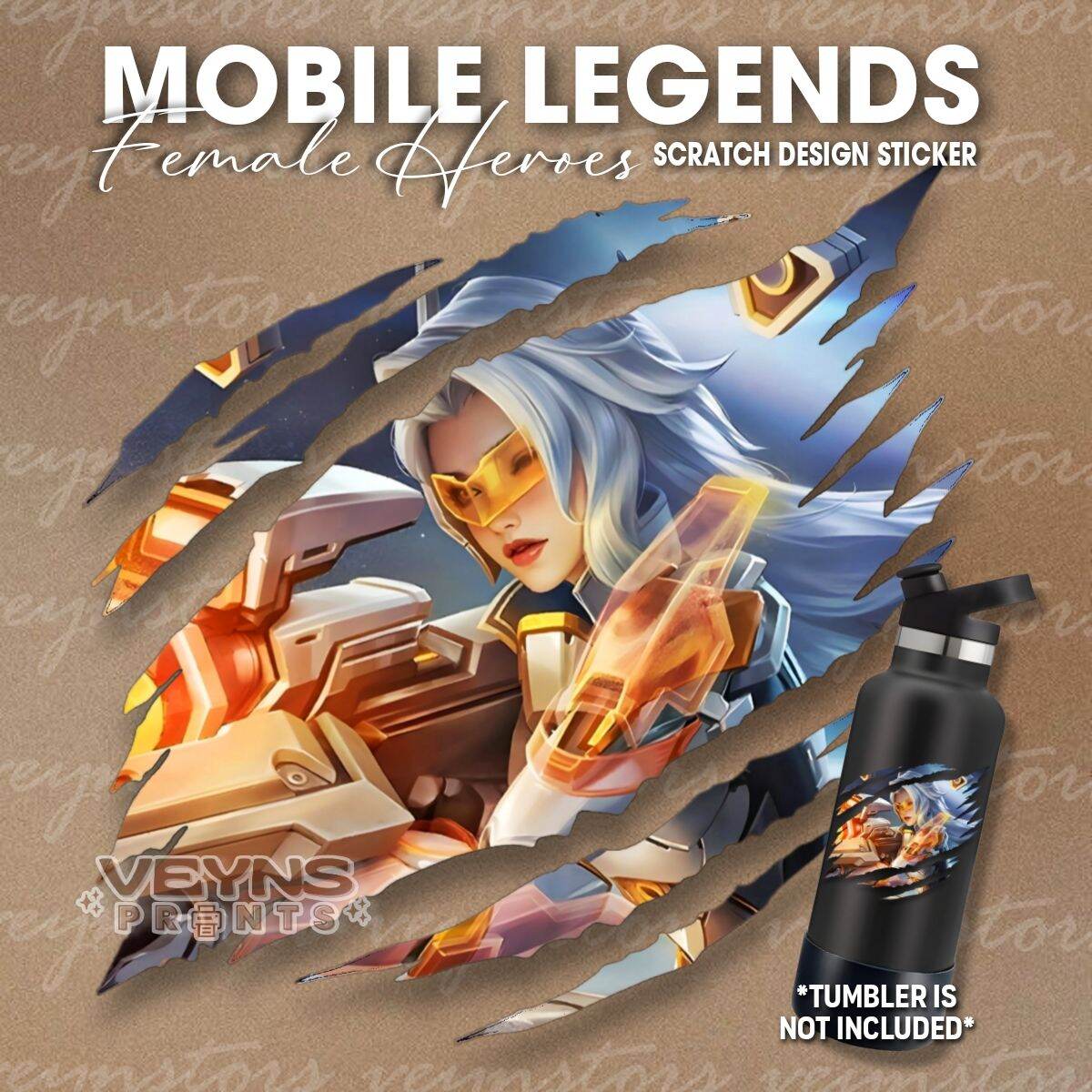 MOBILE LEGENDS FEMALE HEROES ML LOGO SCRATCH DESIGN WATERPROOF STICKER ...