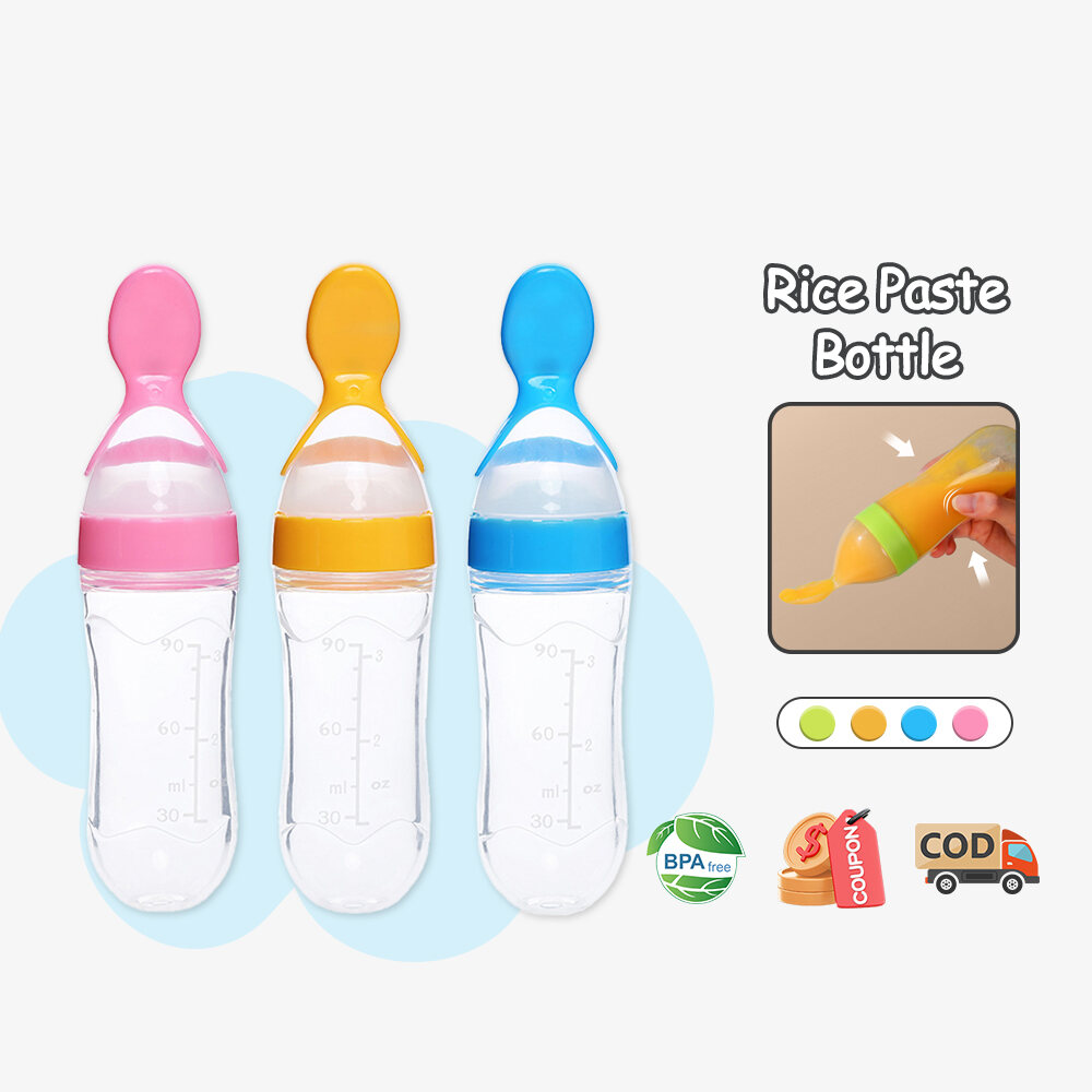 Lakoe 90ml feeding bottle BPA free soft Silicone baby bottle Spoon