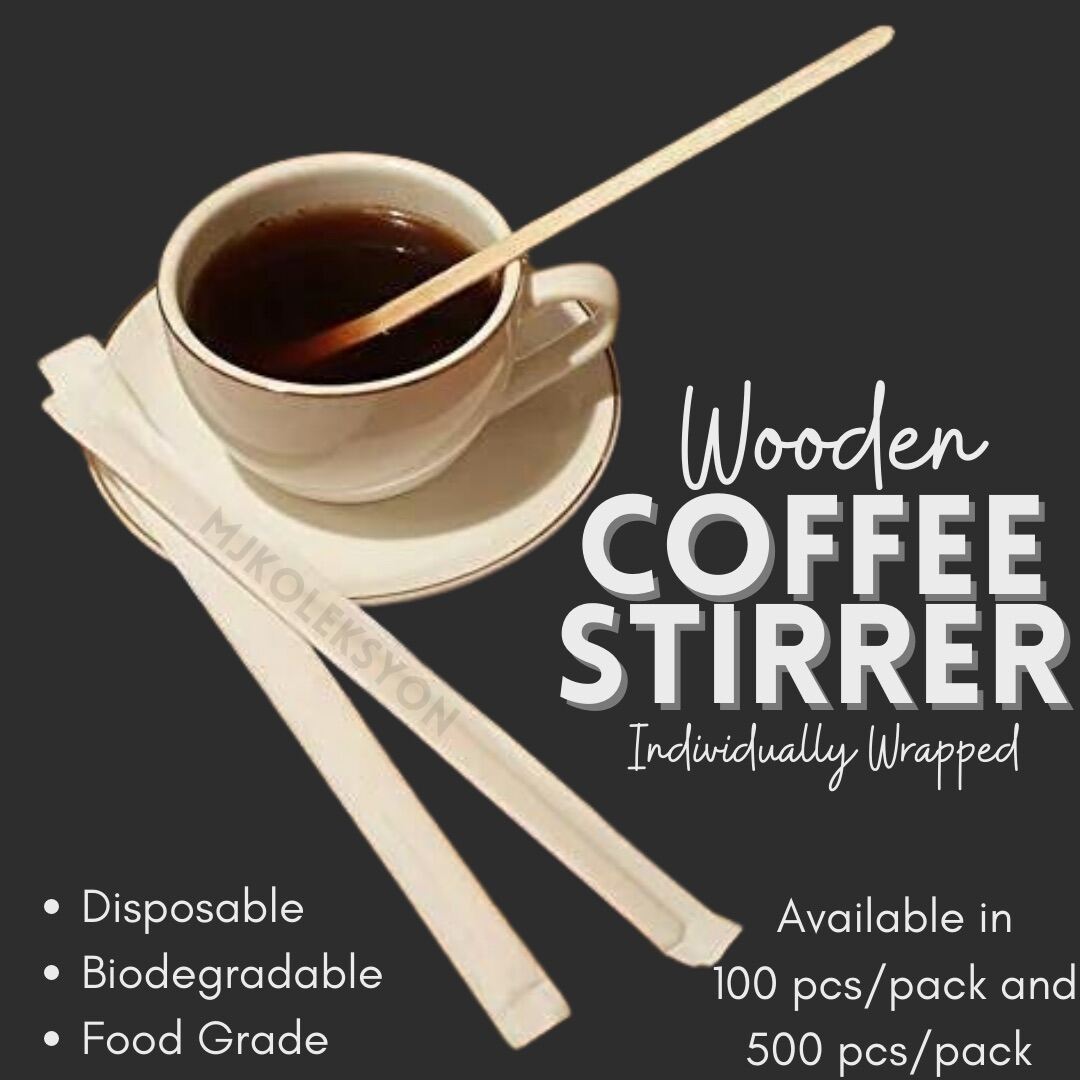 100Pcs 5.5 Inch Coffee Stirrers Sticks -Natural Wood Eco-Friendly Coffee  Beverage MilkTea Disposable Stirrer Stick 