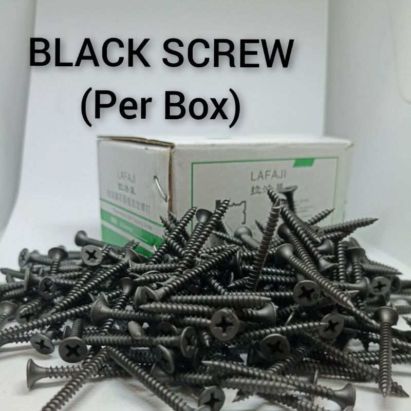 (Per Box) Black Screw for Wood / Gypsum Screw Lazada PH