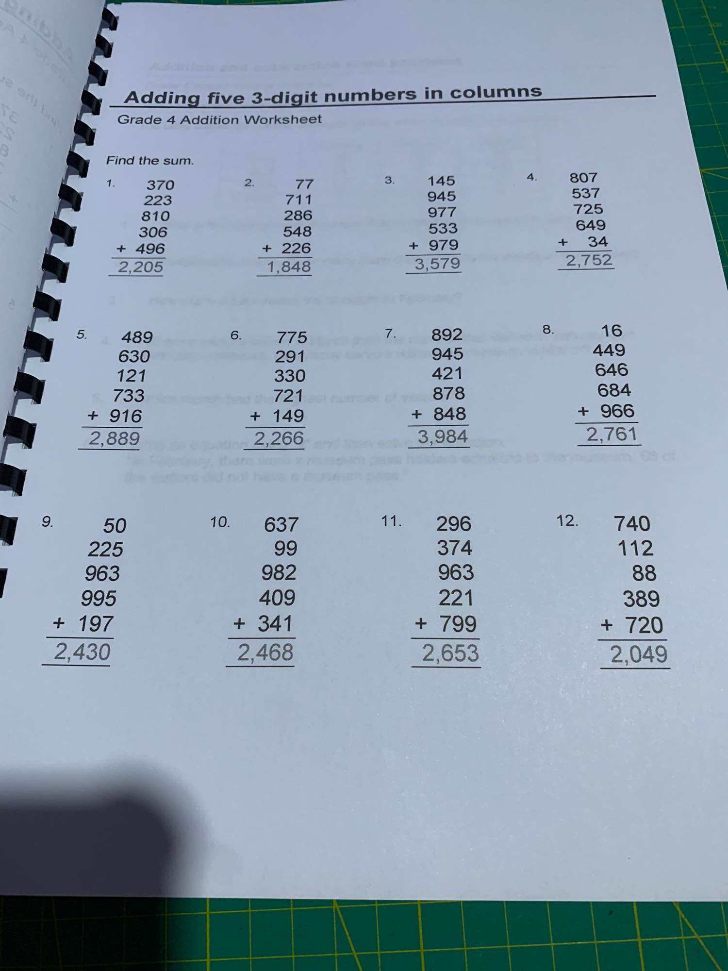 Grade 4 Math Workbook 58 PAGES. 