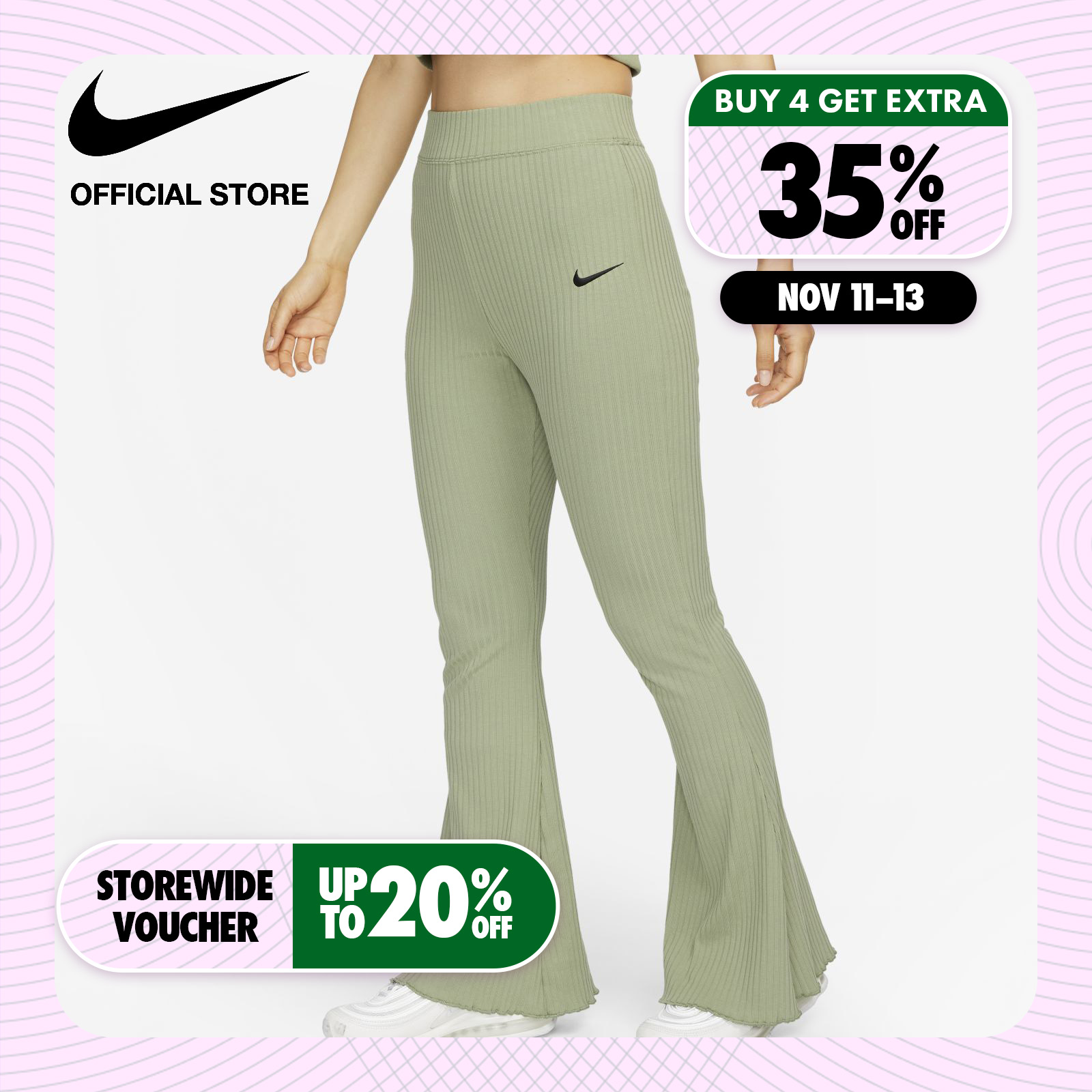 Nike Women's Sportswear High-Waisted Ribbed Jersey Pants - Oil