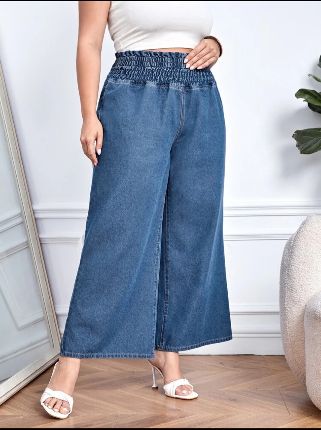 Elasticated Waist Paperbag Waist Pants Plus Size Casual Pants Plus