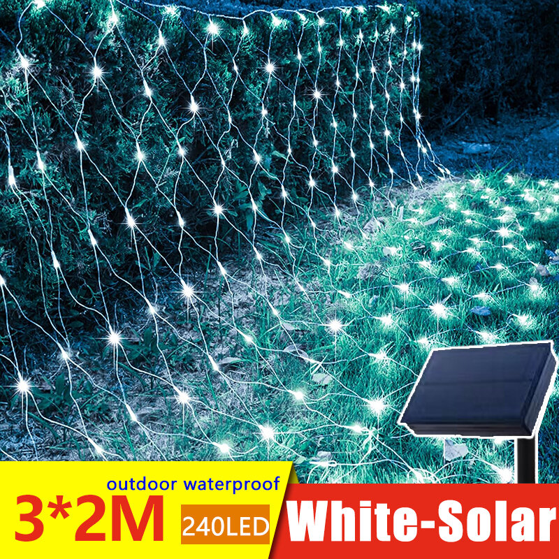 Solar Net Lights Outdoor Waterproof 8 Modes Auto On/Off Outside Garden ...