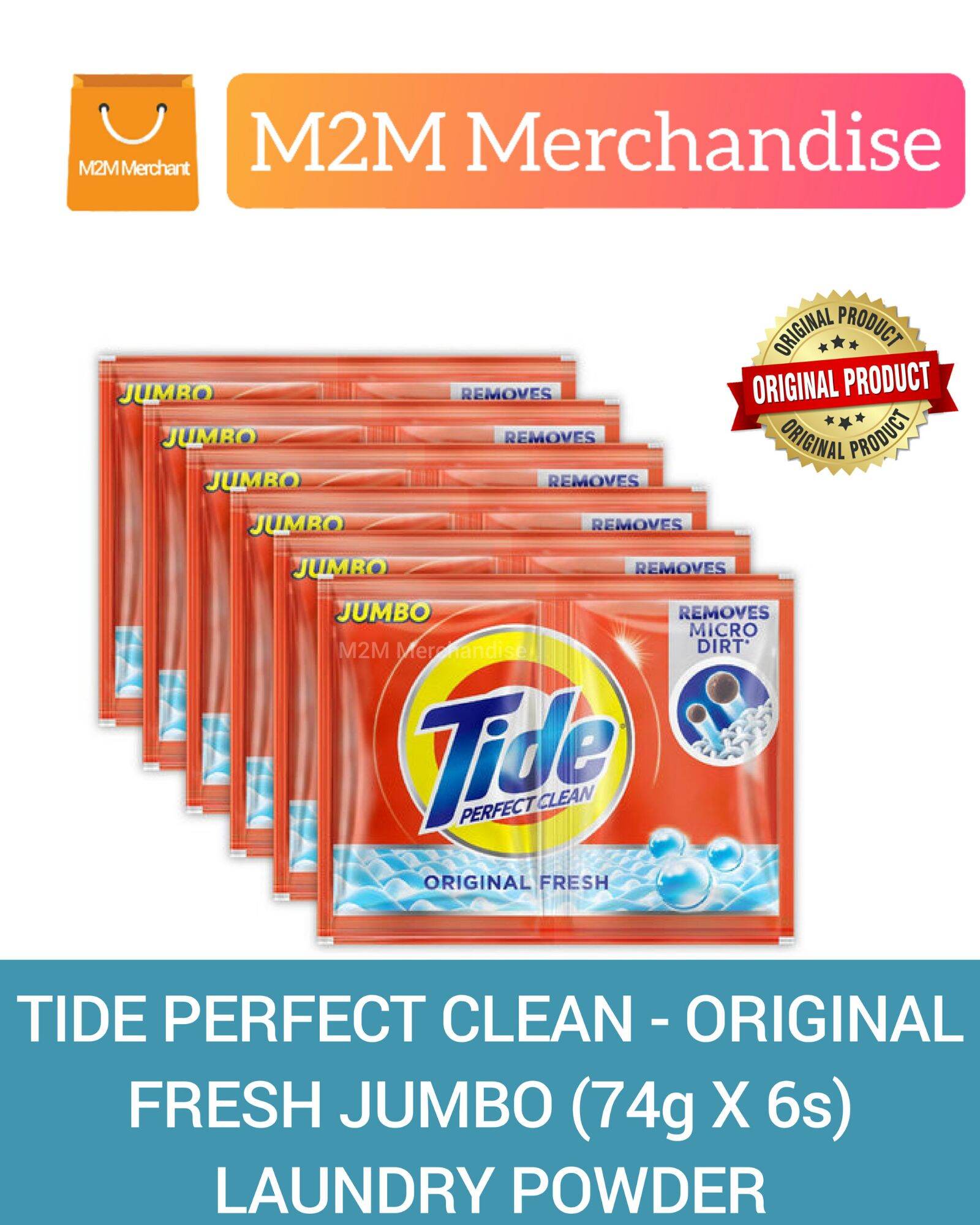 TIDE PERFECT CLEAN ORIGINAL FRESH JUMBO (74g X 6s) LAUNDRY POWDER Lazada PH