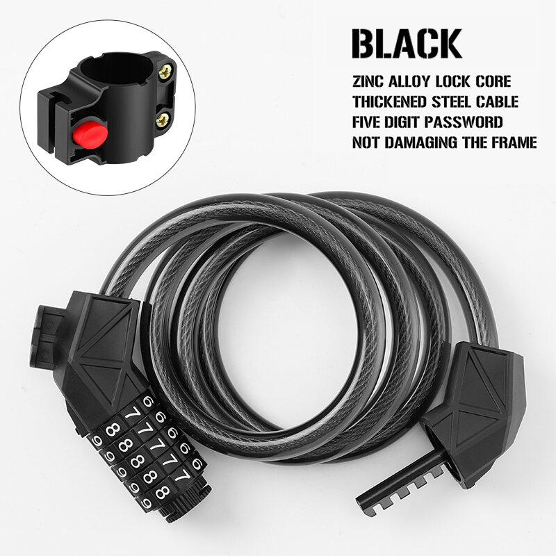 Bike Lock Anti Theft Bicycle Combination Lock Steel Cable Lock Moto