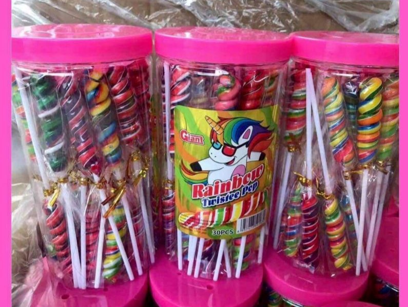 La rotation coloré fruité Lollipop Rainbow bonbon sucré - Chine