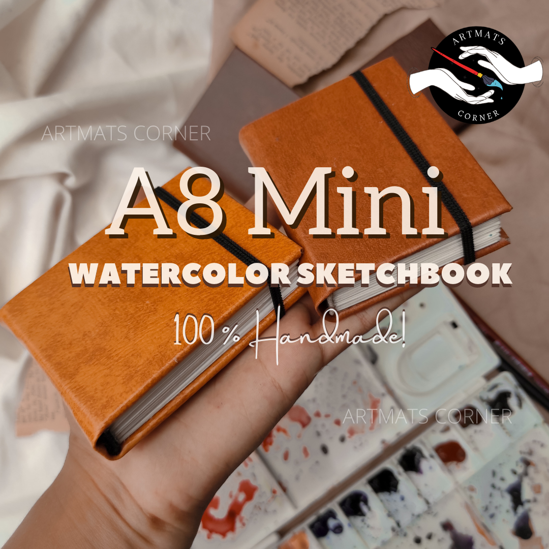 A8 MINI, Small Handmade Watercolor Sketchbook for Painting Watercolors  Gouache or Acrylic 200gsm 80 pages Acid free paper Travel journal Sketchbook