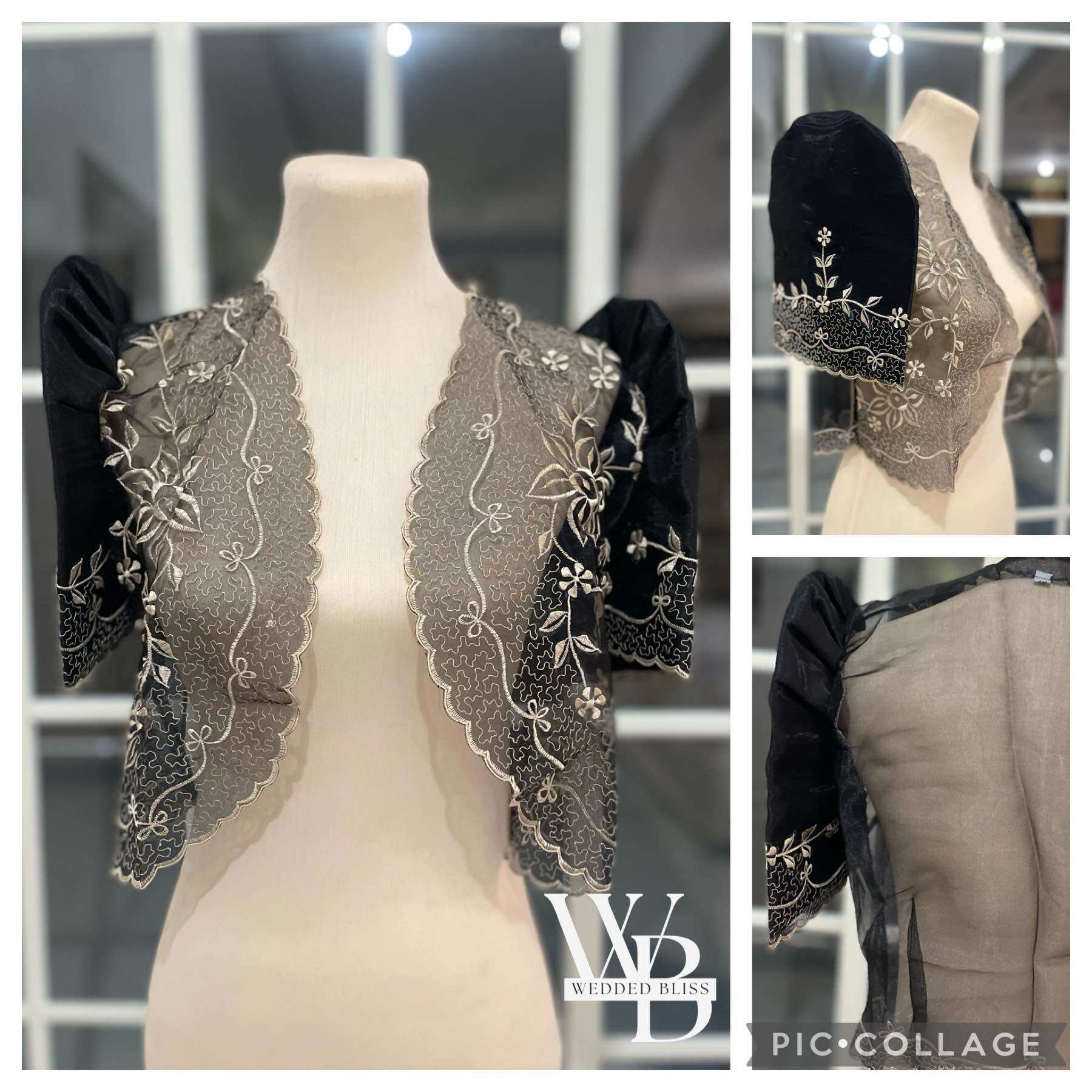 Women's Filipiniana Bolero With Embroidered Design – Classic Black, Regular Fit (S, M, L, XL Available)