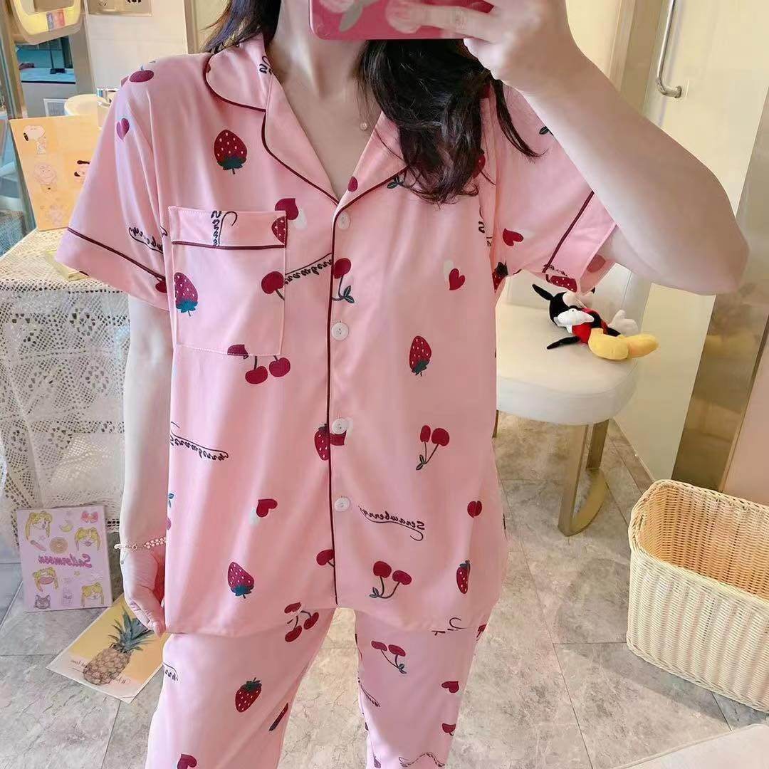 Newtrends PH Korean Cotton Full Button Terno Pajama Collar Sleepwear Set Lazada PH