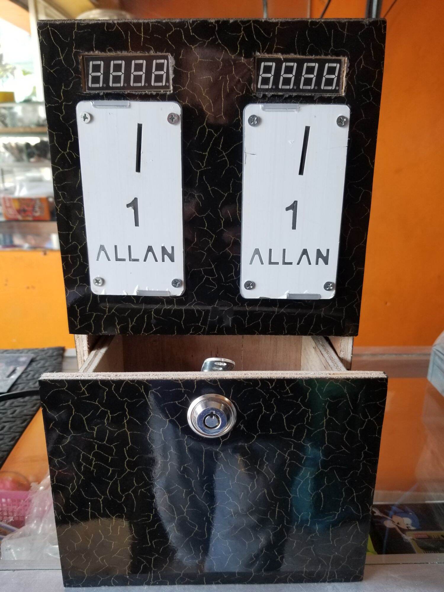 Pisonet dual coin box metal box. 