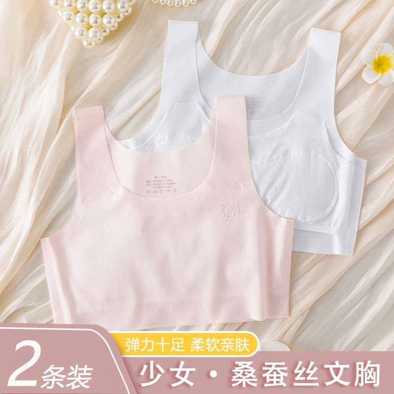 Girl Puberty Underwear Primary School Student 10-Year-Old Little Girl Youth  Vest Children Tube Top Seamless Bras 12-Year-Old