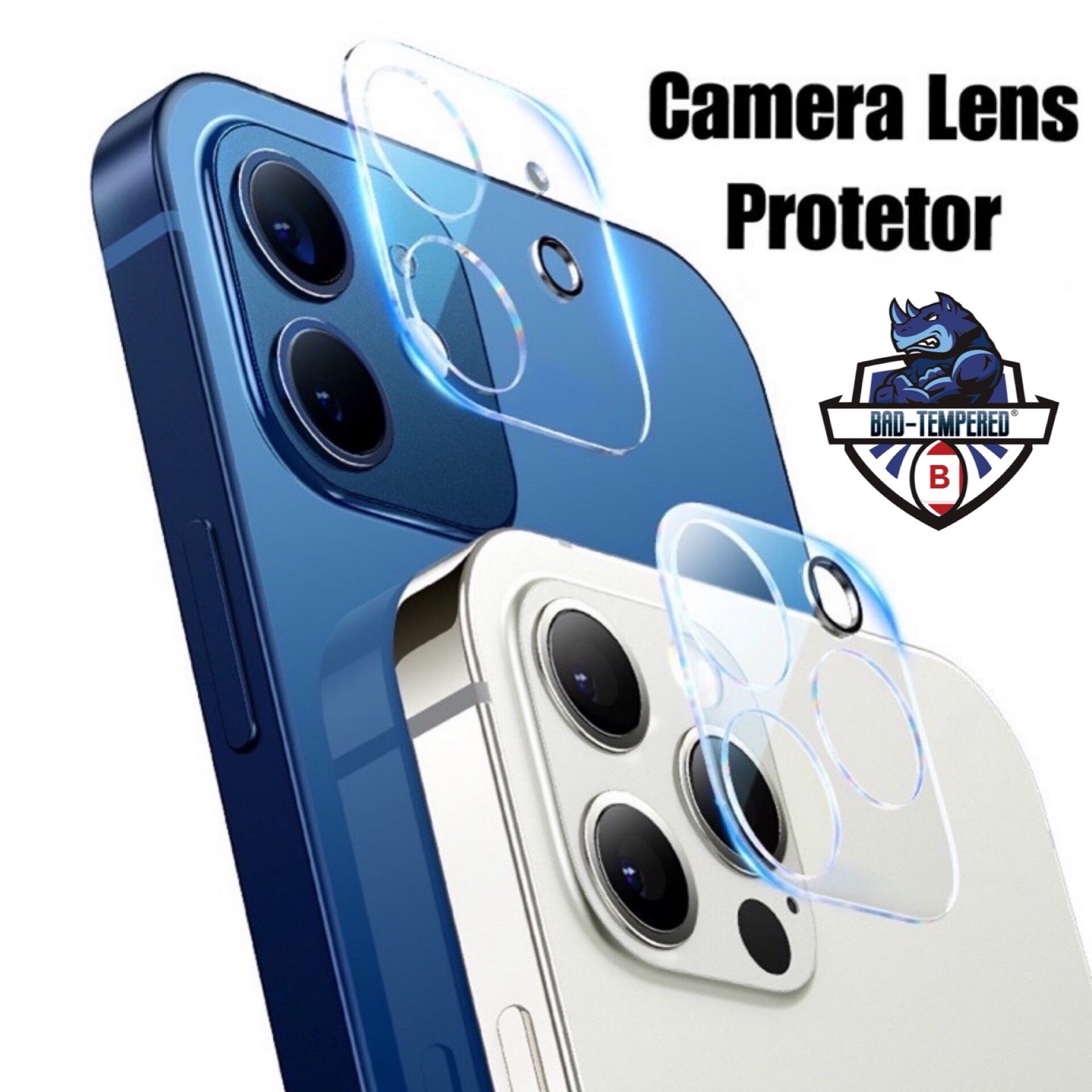 iPhone Camera Lens HD Tempered Glass Protector Film - BAD-TEMPERED