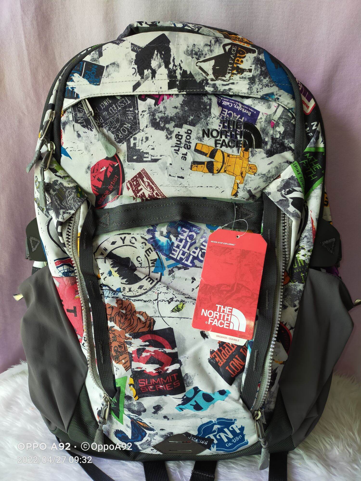 North face shop sticker bomb backpack