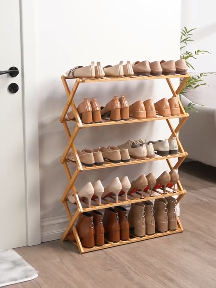 Hot selling】Multi-layer Bamboo Shoe Rack Organizer Holds 30 Pair Of Shoes  Portable 4/5/6Layers 60/80/100CM