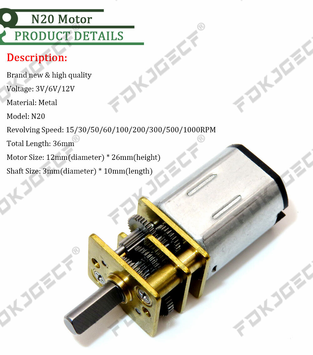 DC 3V-12V 14GA-N20 Mini Gear Motor With Metal Gearbox – Small DIY Motor