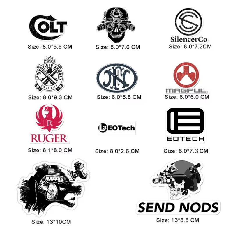 11 Pcs/Set Military Brand Decals Waterproof Tactical Stickers Vinyl Matte Pegatinas for Car Laptop Helmet Guitar Skateboard